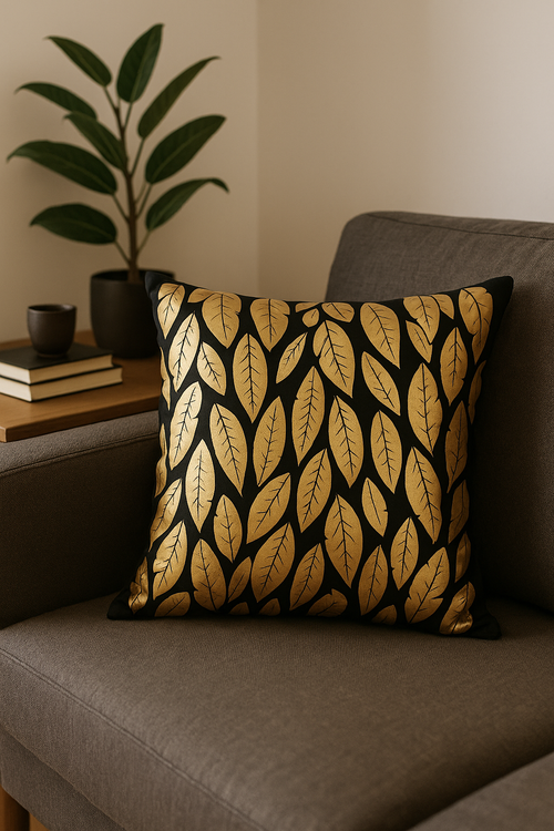 housse de coussin moderne motif géométrique feuilles vertes