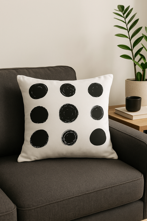 housse de coussin moderne noir et blanc géométrique décorative - vue 2 sur 2