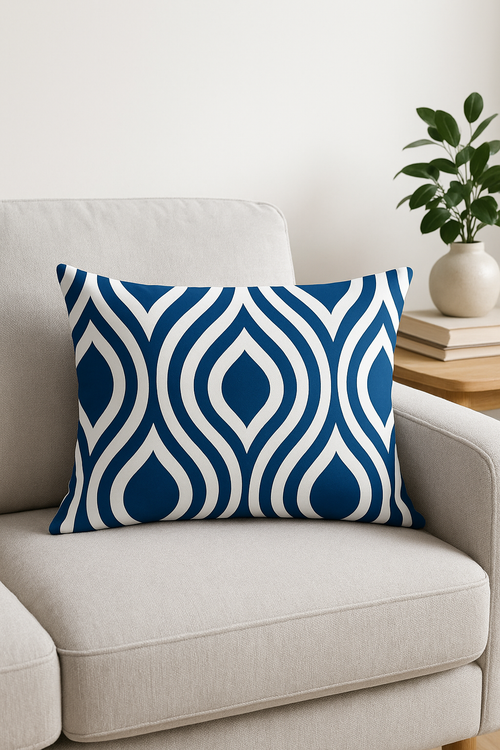 housse de coussin motif animaux marins bleus 30 x 50 cm - vue 2 sur 2