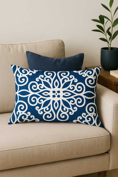 housse de coussin motif animaux marins bleus 30 x 50 cm