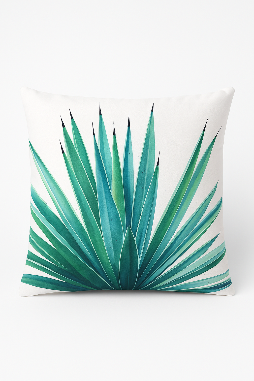 housse de coussin motif cactus et plantes tropicales vertes