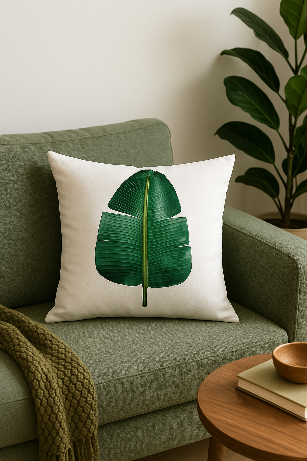 housse de coussin motif cactus monstera et plantes tropicales - vue 3 sur 2