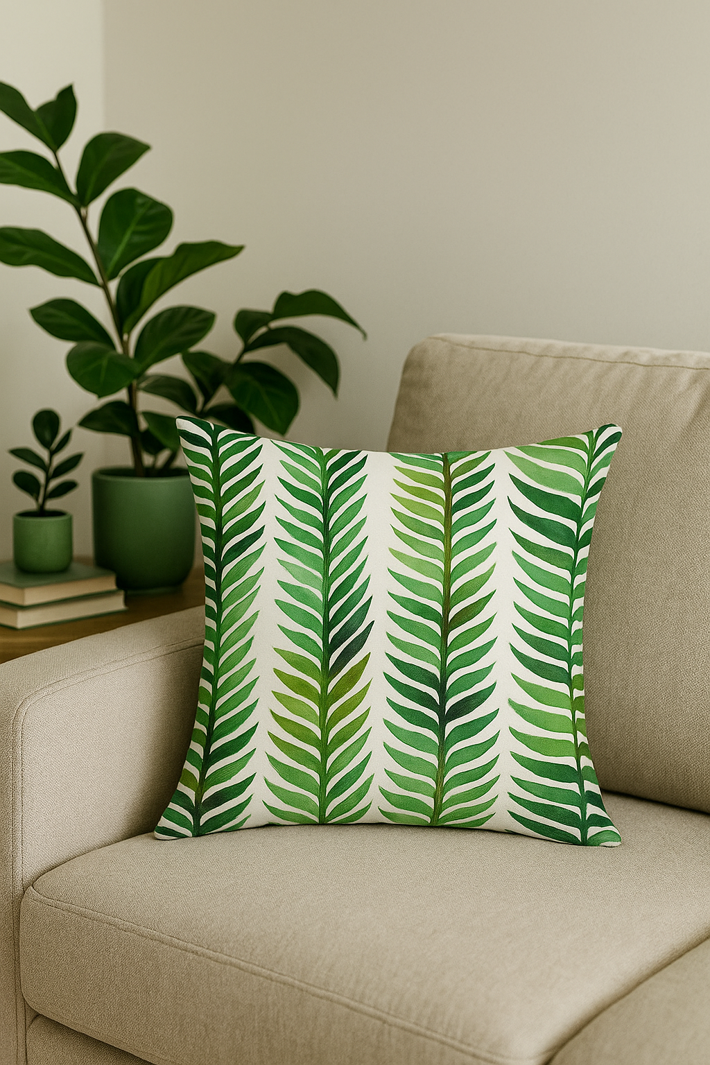 housse de coussin motif cactus monstera et plantes tropicales - vue 3 sur 2