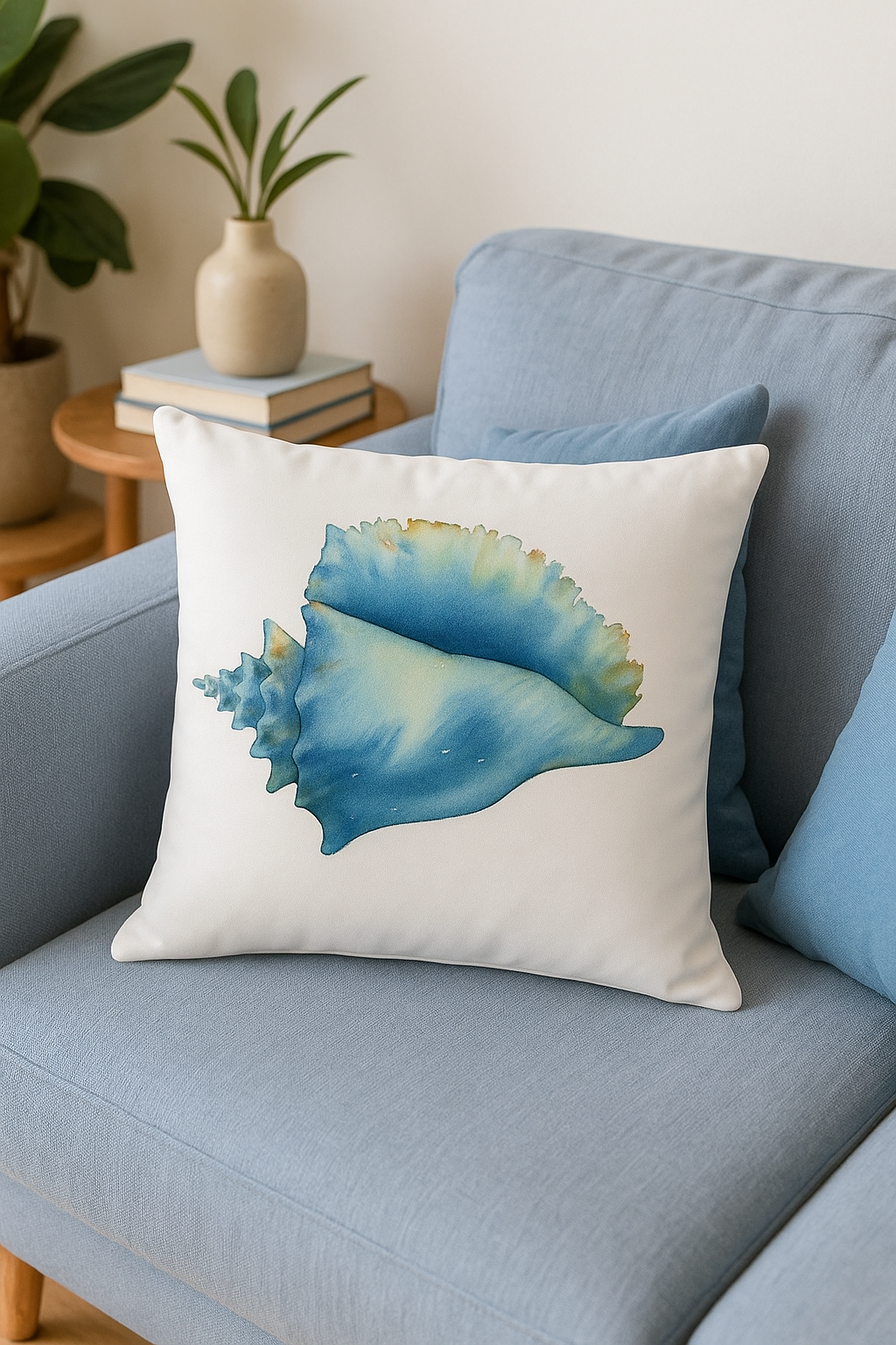 housse de coussin motif coquillage style marin décoratif - vue 3 sur 2