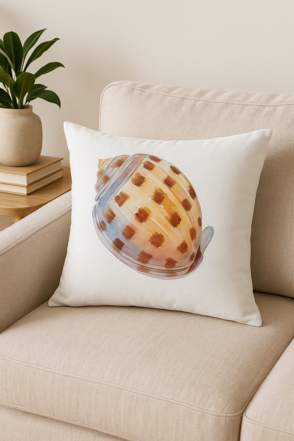 housse de coussin motif coquillage style marin pour canapé