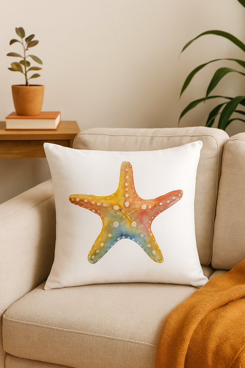 housse de coussin motif coquillage style marin pour canapé