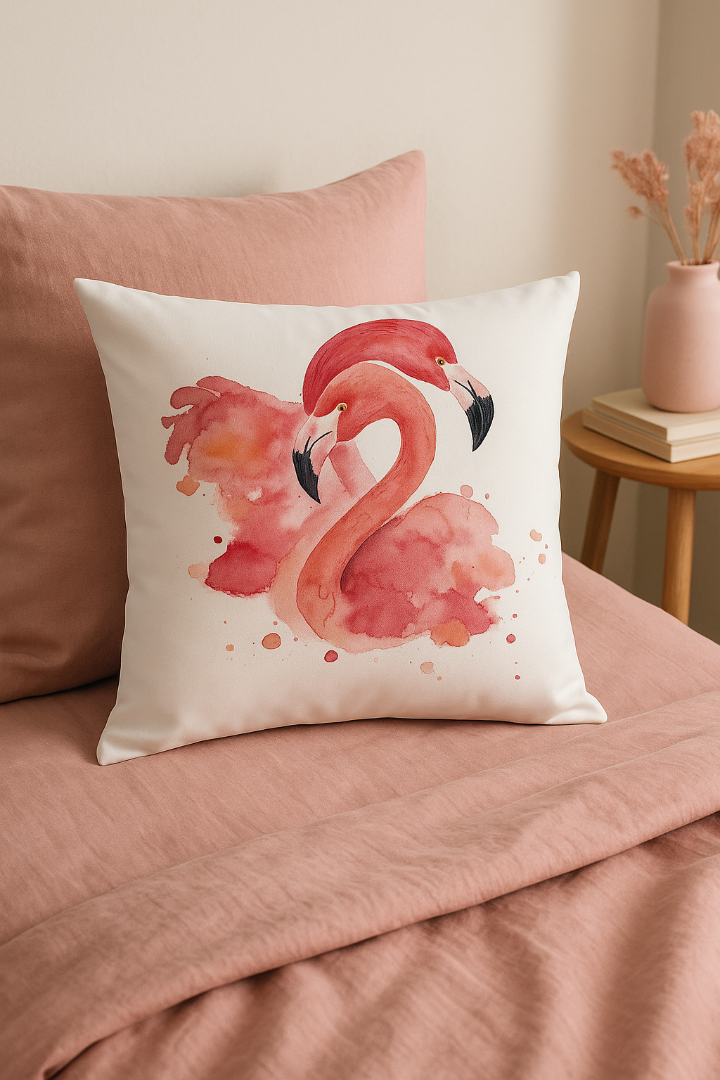 housse de coussin motif flamant rose coloré pour décoration intérieure