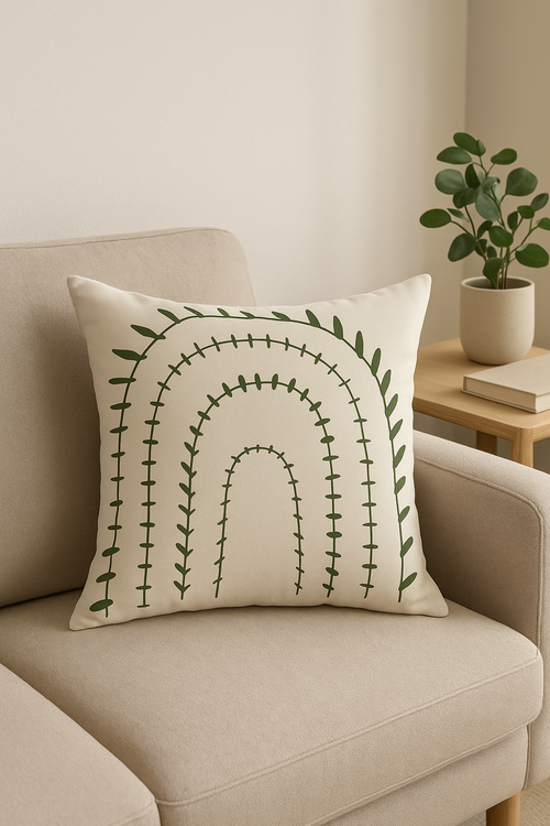 housse de coussin motif floral abstrait vert élégant - vue 2 sur 2