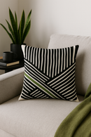 housse de coussin motif floral abstrait vert imprimé sur une face