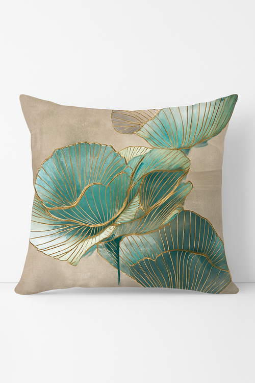 housse de coussin à motif floral ginkgo pour déco intérieure