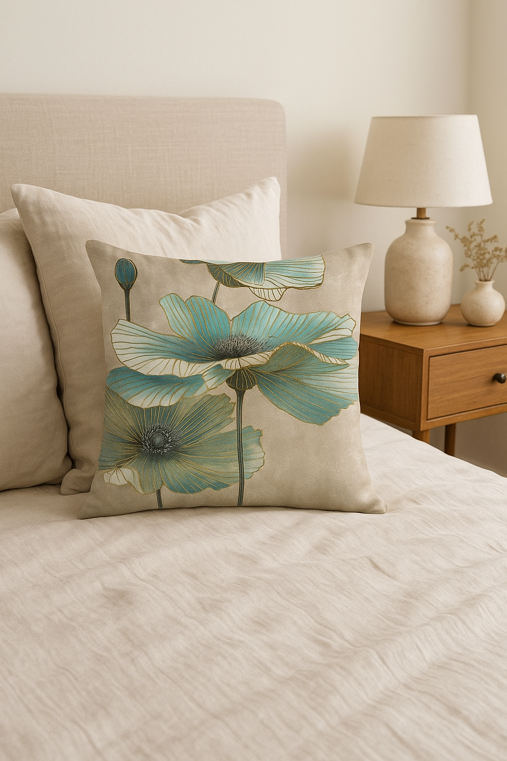 housse de coussin motif floral ginkgo pour décoration intérieure - vue 3 sur 2