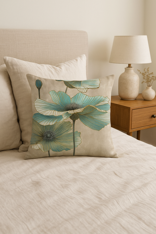 housse de coussin motif floral ginkgo pour décoration intérieure