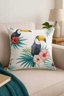 housse de coussin motif perroquet style tropical pour canapé
