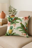 housse de coussin motif perroquet style tropical pour canapé