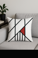 housse de coussin noir et rouge motif géométrique élégant