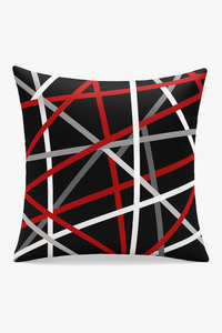 housse de coussin noire et rouge motif géométrique élégant