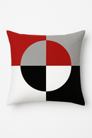 housse de coussin noire et rouge motif géométrique décoratif