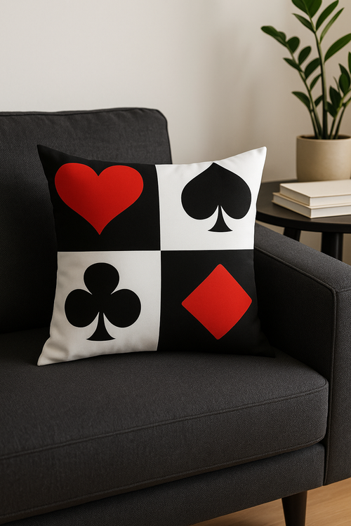housse de coussin noire et rouge motif géométrique élégant - vue 2 sur 2