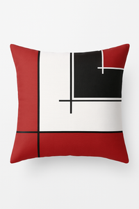 housse de coussin noire et rouge motif géométrique élégant