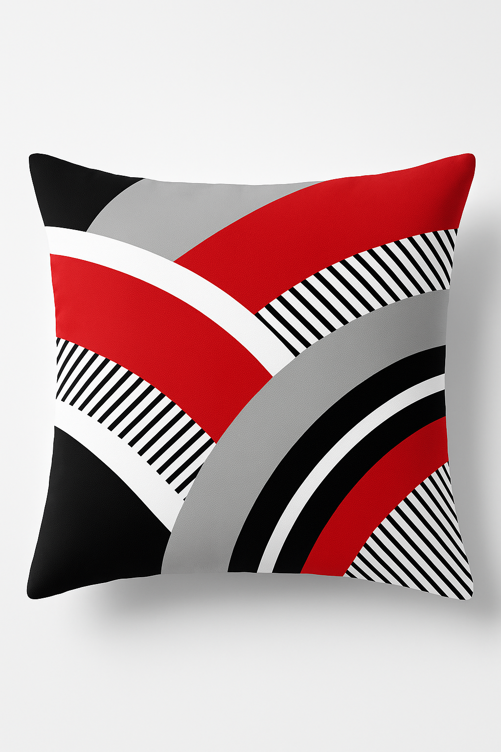 housse de coussin noire et rouge motif géométrique moderne