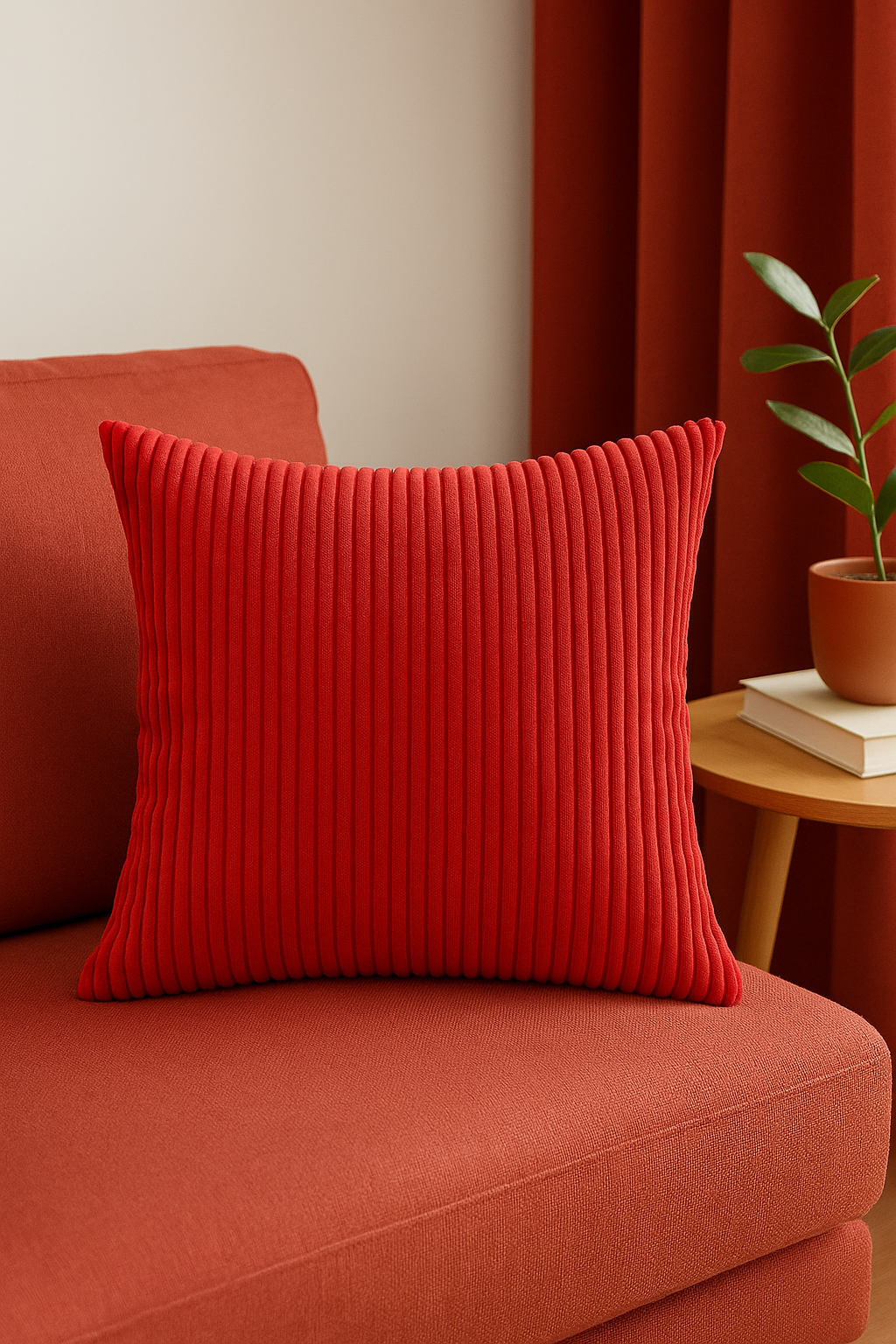 housse de coussin personnalisable en velours côtelé rayé 65x65 ou 70x70 cm - vue 3 sur 2