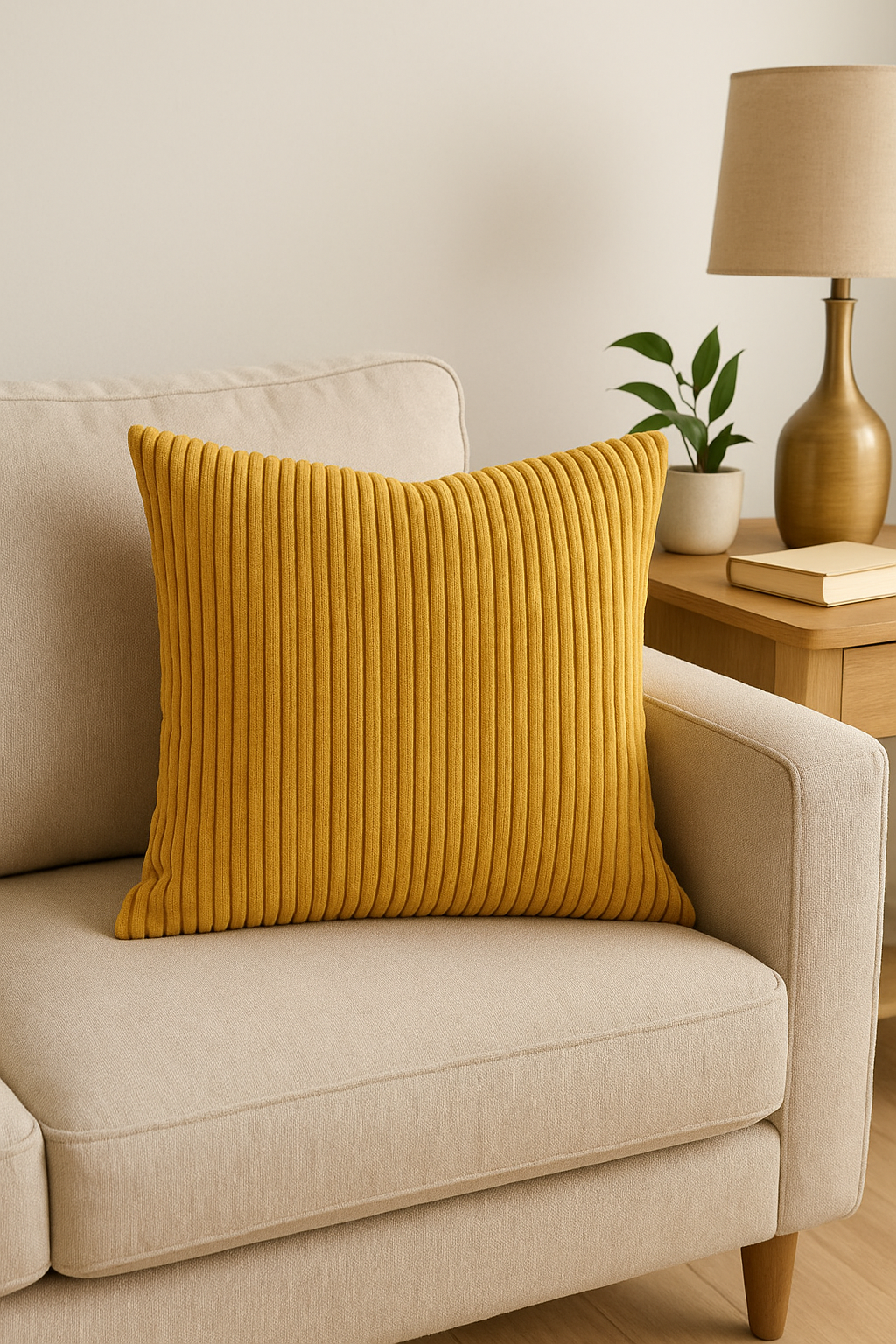 housse de coussin personnalisée en velours côtelé rayé 65x65 ou 70x70 cm - vue 3 sur 2