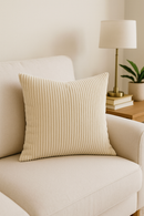 housse de coussin rayée en velours côtelé personnalisable 65x65 ou 70x70 cm