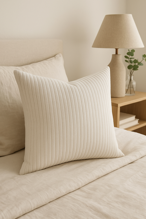housse de coussin rayée personnalisable en velours côtelé grand format - vue 2 sur 2