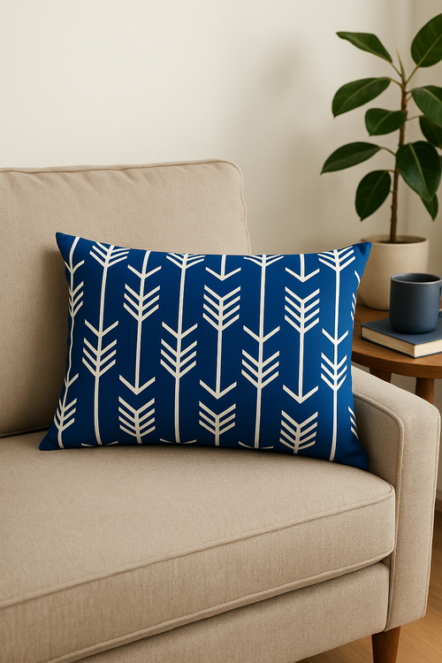 housse de coussin rectangle bleu motif animaux marins 30 x 50 cm - vue 2 sur 2
