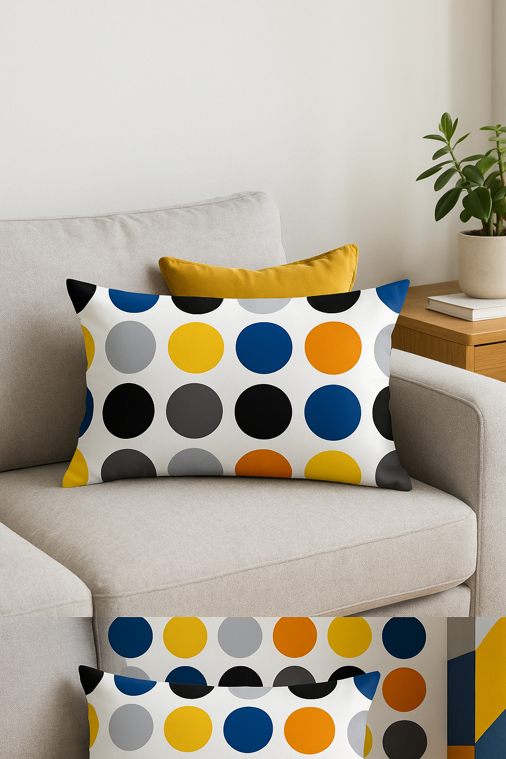 housse de coussin rectangulaire à motif géométrique coloré 30 x 50 cm - vue 3 sur 2
