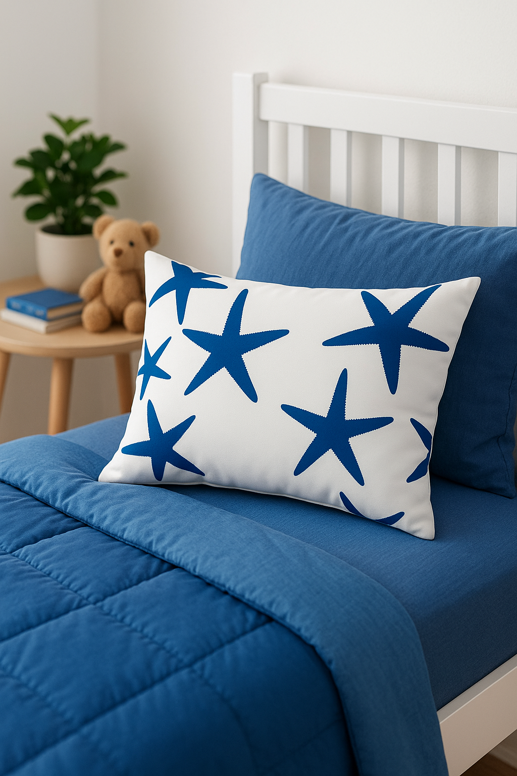 housse de coussin rectangulaire animaux marins bleus 30x50 cm - vue 2 sur 2