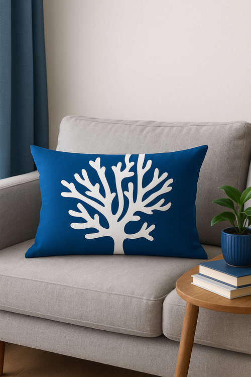 housse de coussin rectangulaire animaux marins motif bleu 30 x 50 cm