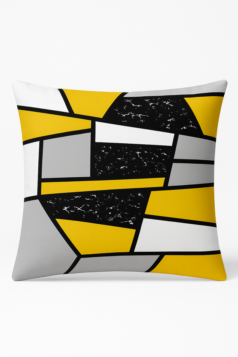 housse de coussin rectangulaire géométrique jaune et rouge 30 x 50 cm