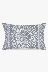 housse de coussin rectangulaire gris motif géométrique décoratif
