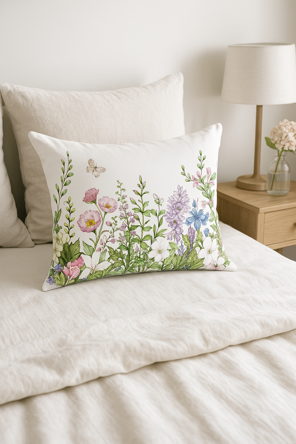 housse de coussin rectangulaire imprimée fleurs tropicales 30 x 50 cm - vue 2 sur 2