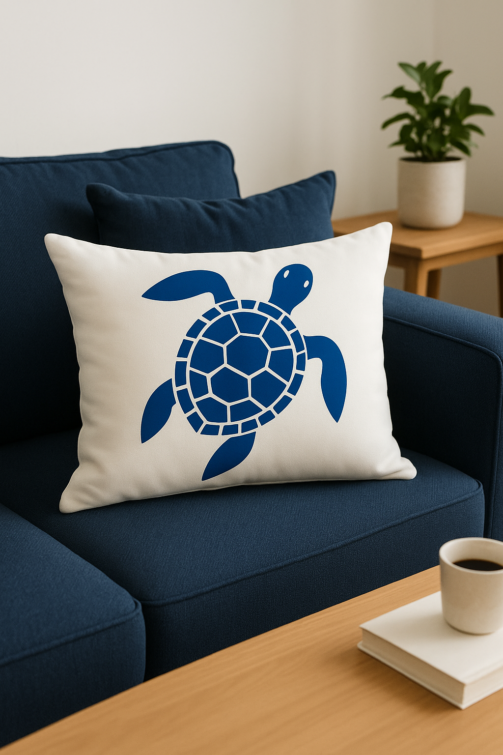 housse de coussin rectangulaire motif animaux marins bleus 30 x 50 cm - vue 2 sur 2
