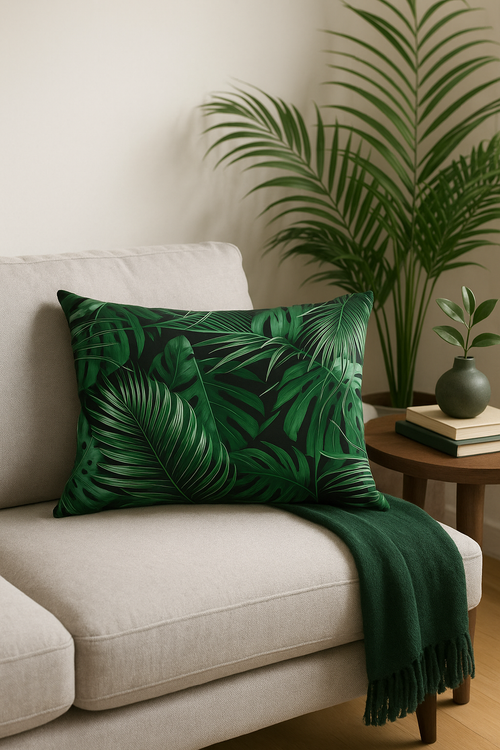 housse de coussin rectangulaire motif fleurs tropicales 30x50 cm - vue 3 sur 2