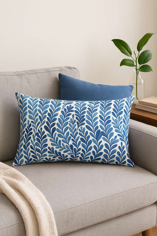 housse de coussin rectangulaire motif fleurs tropicales 30x50 cm - vue 2 sur 2