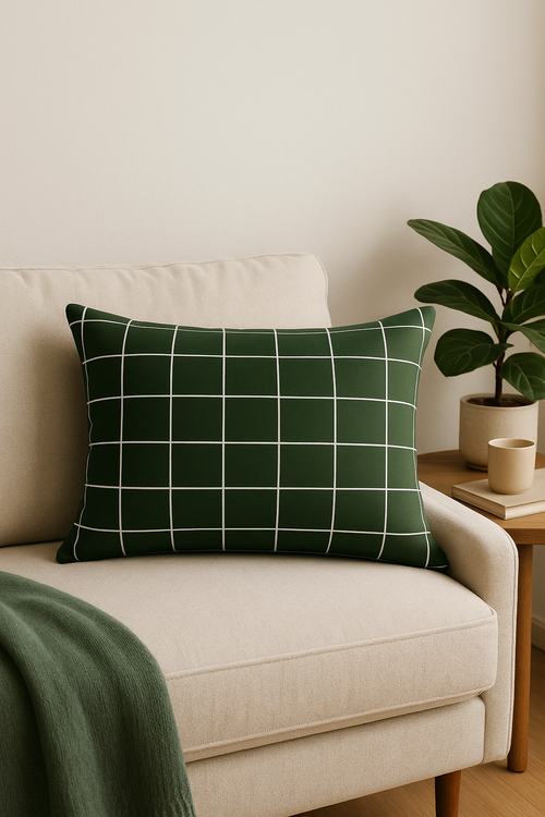 housse de coussin rectangulaire motif géométrique arc-en-ciel et végétal