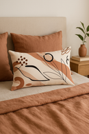 housse de coussin rectangulaire motif géométrique arc-en-ciel et végétal