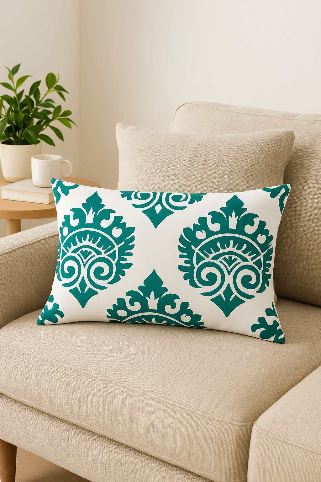 housse de coussin rectangulaire motif géométrique coloré 30 x 50 cm - vue 3 sur 2