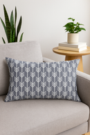 housse de coussin rectangulaire motif géométrique gris patchwork décoratif
