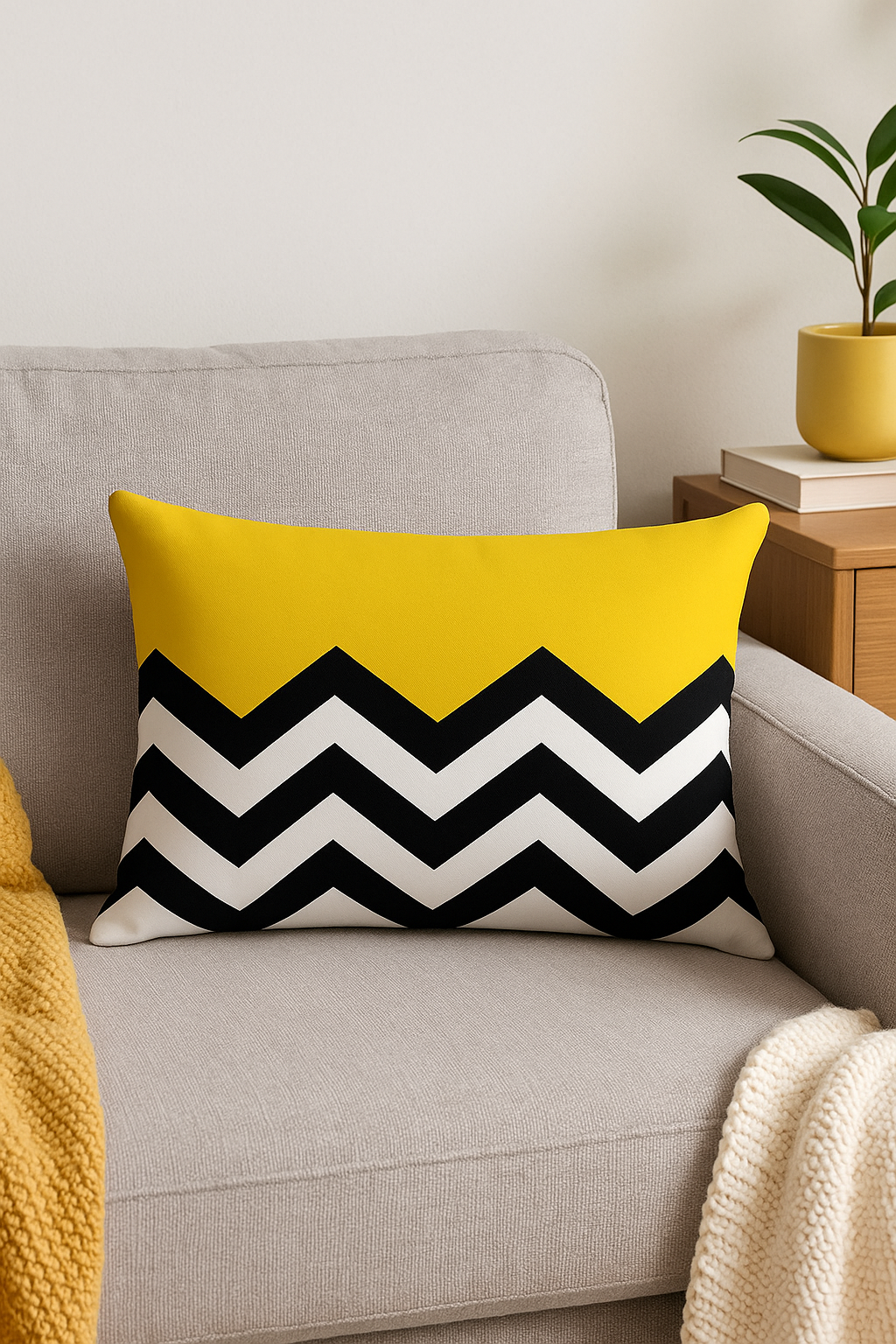 housse de coussin rectangulaire motif géométrique jaune rouge 30 x 50 cm