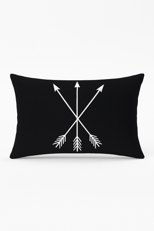 housse de coussin rectangulaire motif géométrique noir et blanc 30x50 cm