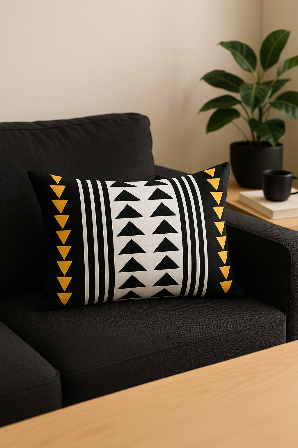 housse de coussin rectangulaire motif géométrique nordique coloré 30x50 cm - vue 3 sur 2