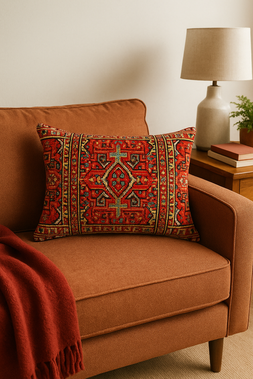 housse de coussin rectangulaire motif mandala ethnique vintage - vue 3 sur 2