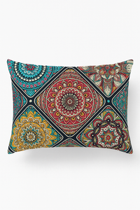 Rectangular vintage cushion cover with colourful mandala pattern