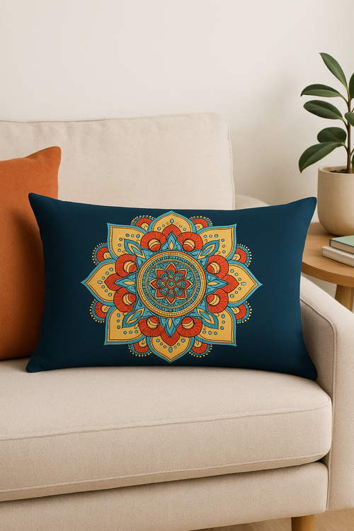 housse de coussin rectangulaire vintage motif mandala élégant - vue 2 sur 2