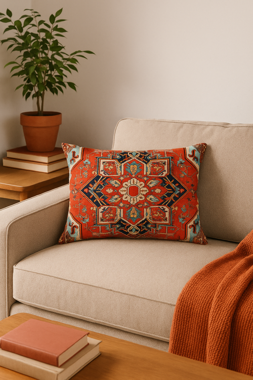 housse de coussin rectangulaire vintage motif mandala ethnique - vue 3 sur 2