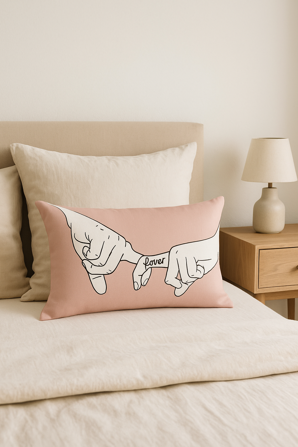 housse de coussin rose à motif géométrique tendance décoratif - vue 3 sur 2